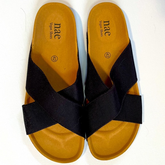 European size 42 Nae vegan shoes black slip ons - Picture 1 of 3